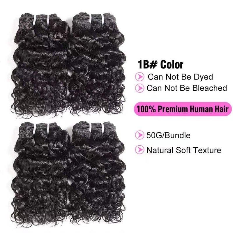 Selina Brazilian Curly Hair Bundles 4 Bundles Kinky Curly Short Human Hair Brazilian Virgin Human Hair 50 Gram/Bundle (8 8 8 8, Natural Color) - Image 4